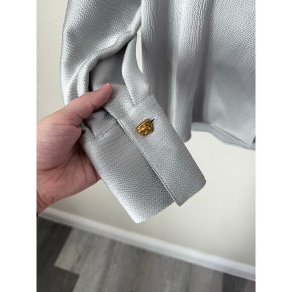 NWT Donna Karan Hammered Satin Top in Silver Size XS - Picture 5 of 9